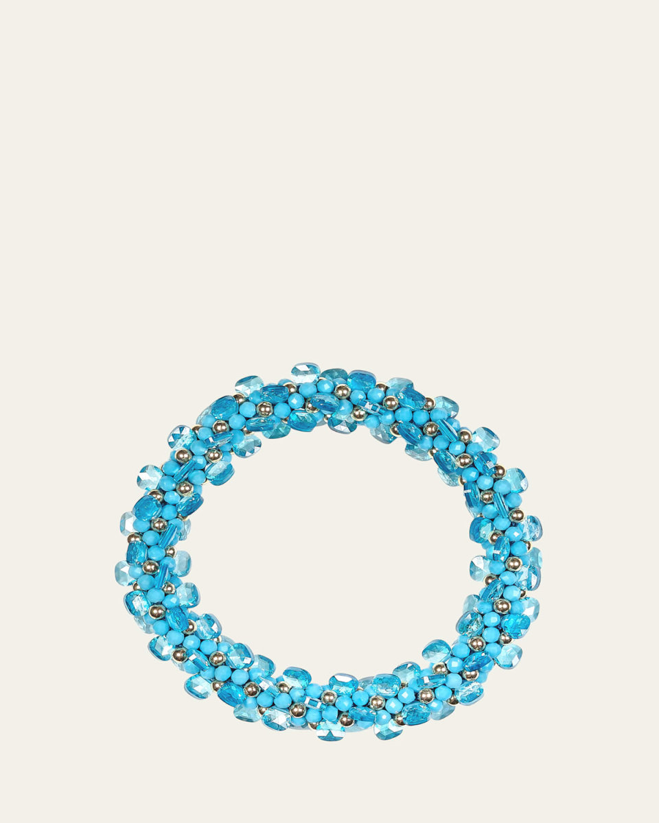 14K Yellow Gold Turquoise and Zircon Bracelet